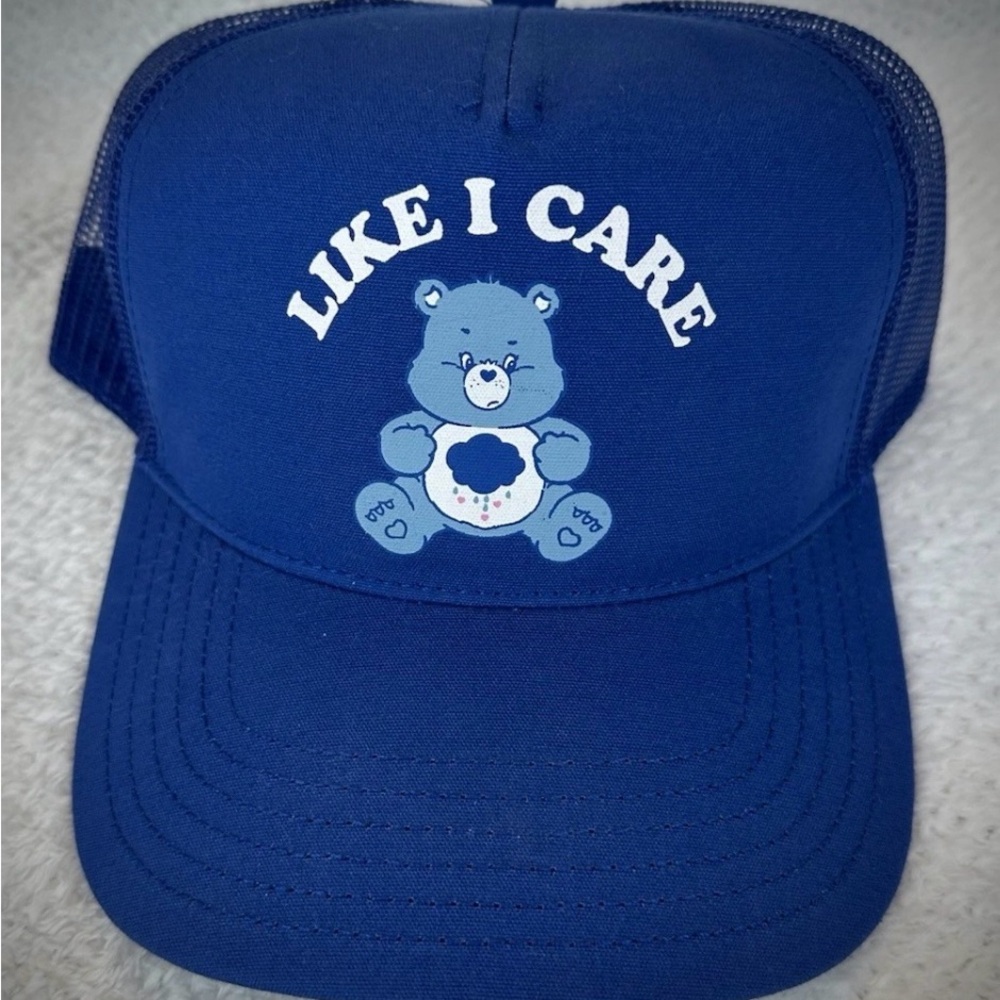 Blue Trucker Hat Care Bear Graphic (Like I Care)